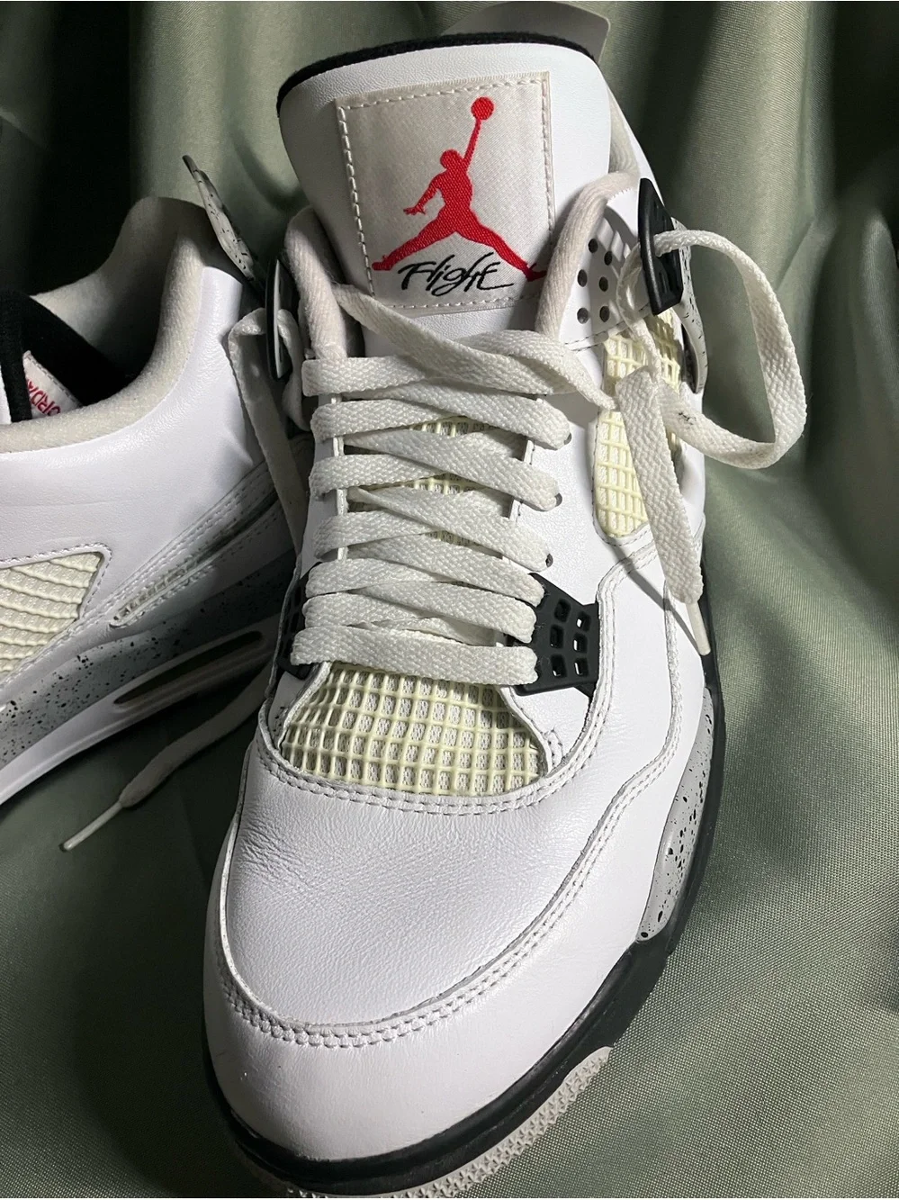 Air Jordan White Black Cement Grey Retro 4 Sneakers
